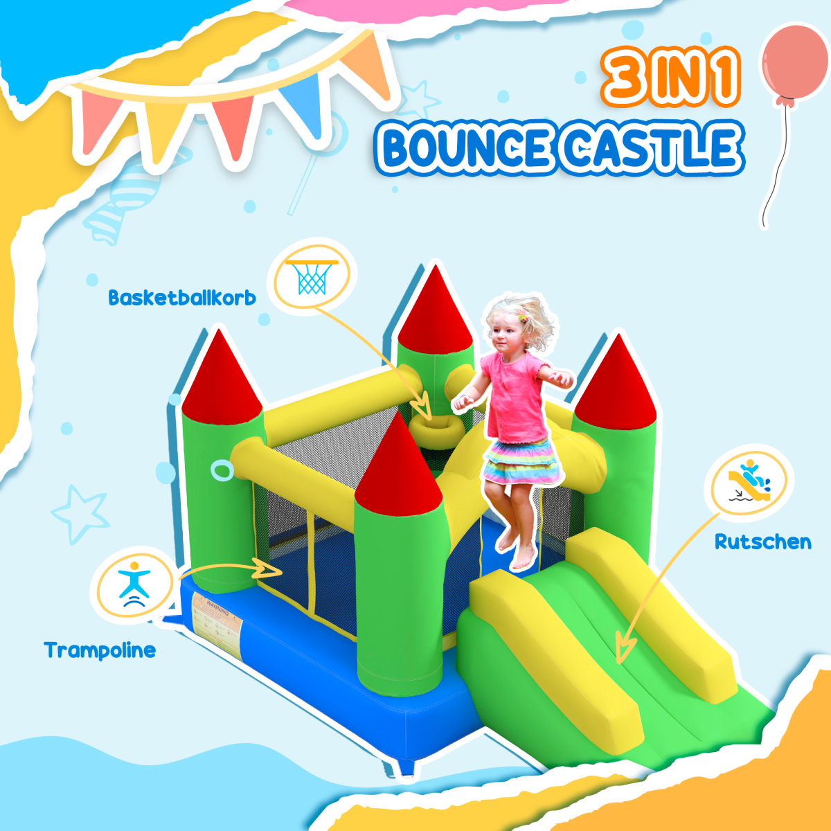 Bouncy Castle with Slide Inflatable Bouncer Kids Jumper Bounce Castle HOMCOM