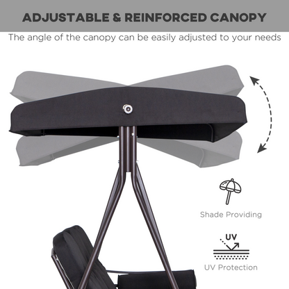 Outsunny 3 Seater Garden Swing Chair Patio Swing Bench w/ Cup Trays Black