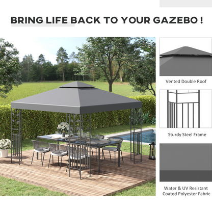 3x3m Outdoor Garden Steel Gazebo Patio Canopy Marquee Canopy Shelter - Grey