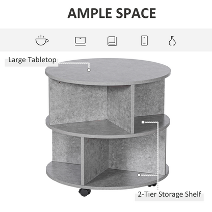 Coffee Table, 2-Tier, ?60x39.5H cm-Cement Colour