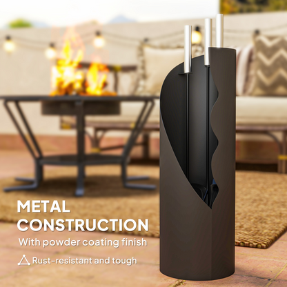 Outsunny 4 PCS Fireplace Companion Set, Metal Fireside Companion Set, Black