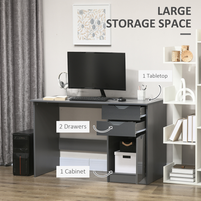 Computer Desk with Drawers, Workstation Grey