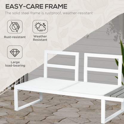 Outsunny 4 PCs Garden Set w/ 5-Level Recline Corner Conversation Sofa Set White
