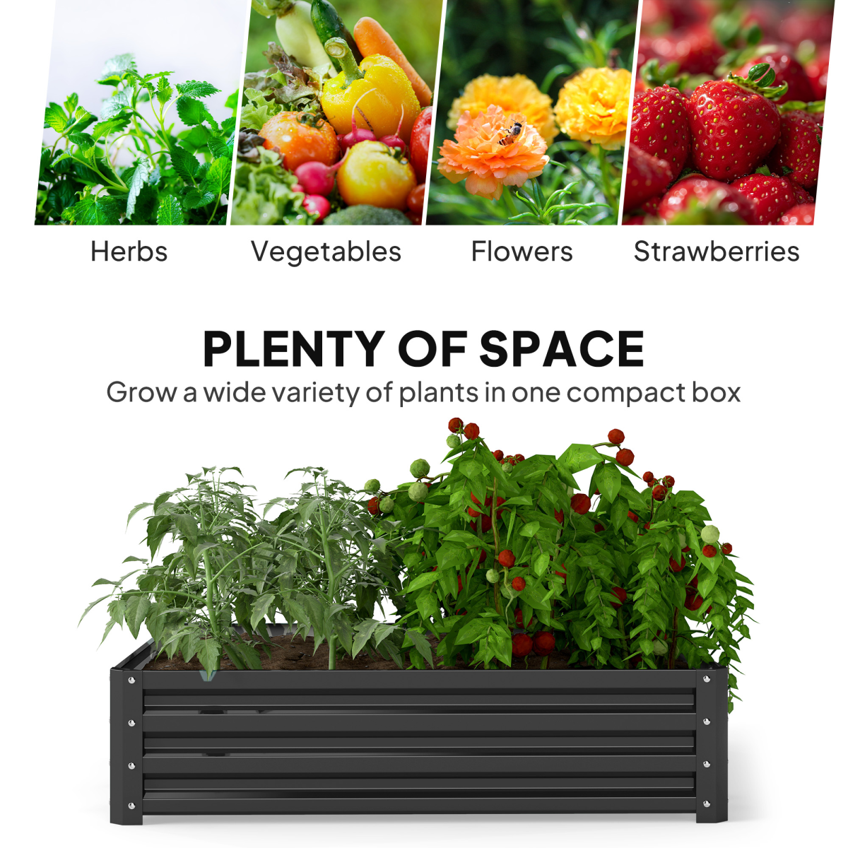 Raised Garden Bed Gardner Frame Outdoor Planter Kit Flower Vegetables Grey