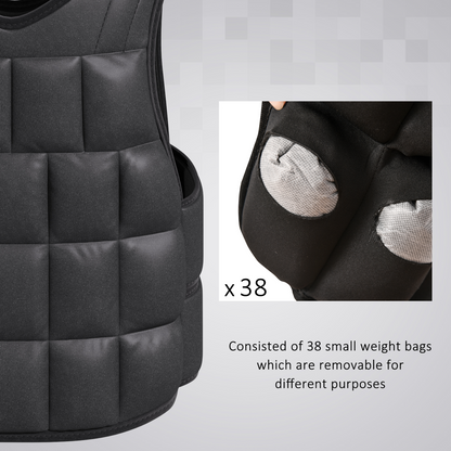 15KGS Adjustable Weight Vest Running Gym Training Weight Loss, Black HOMCOM