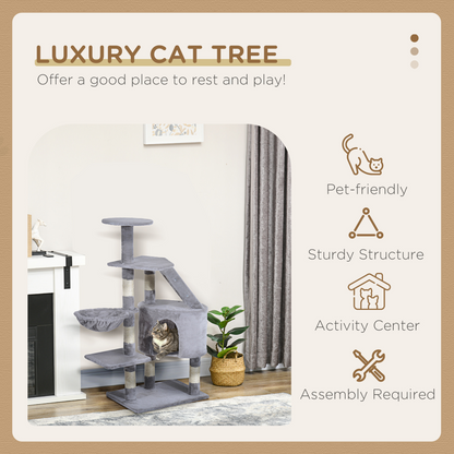 Deluxe Cat Tree Climb Post Kitten Scratching Condo Furniture Activity Pawhut