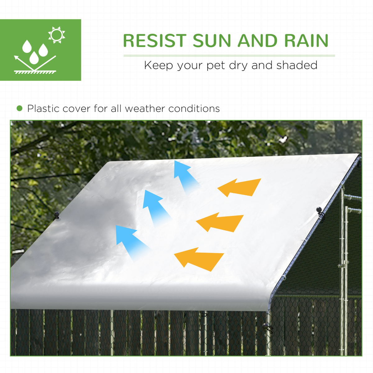 PawHut Walk In Chicken Run Large Galvanised Chicken Coop with Cover