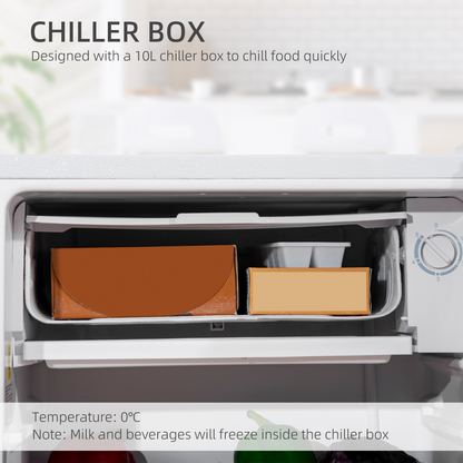 91L Freestanding Under Counter Fridge with Chiller Box Reversible Door White