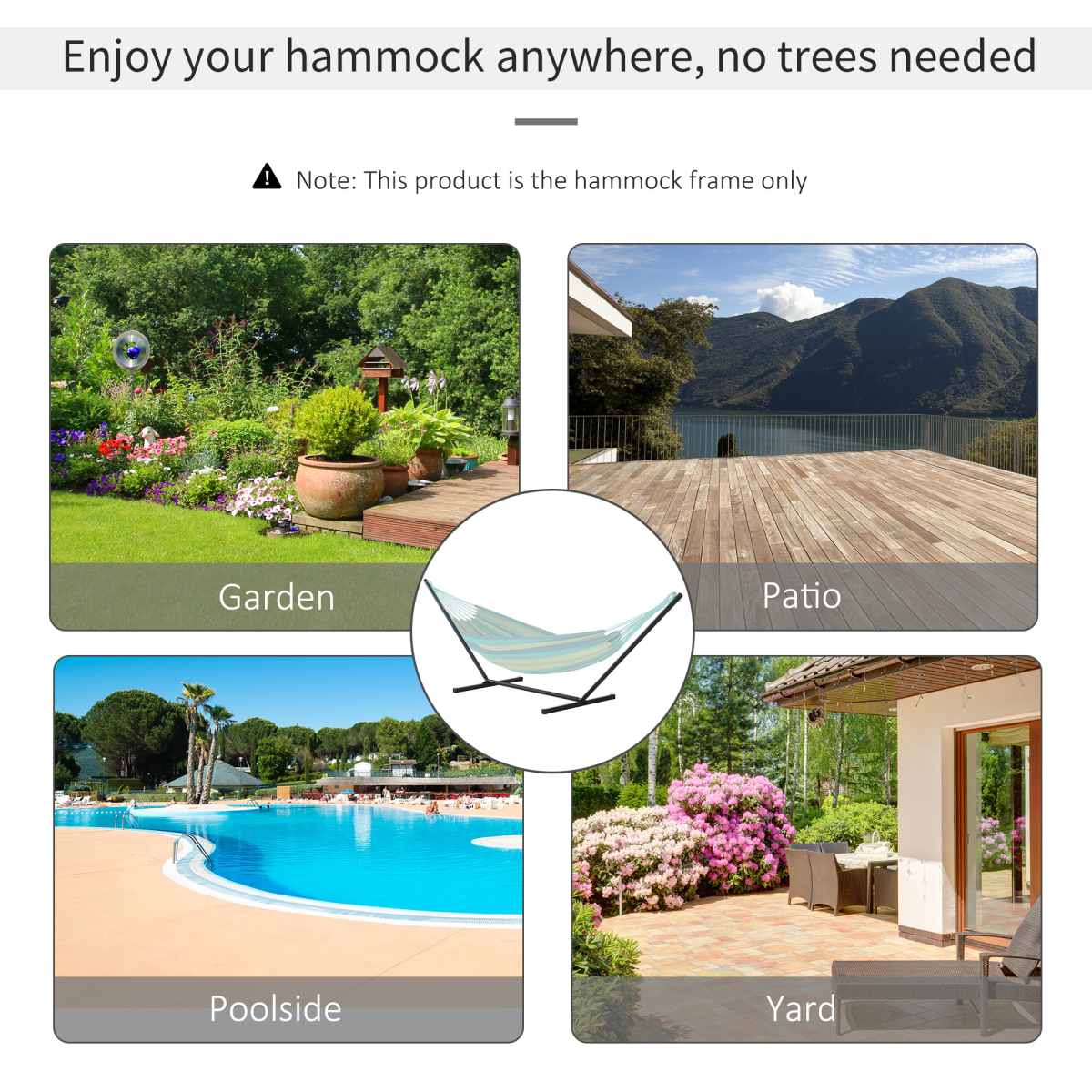 3.6m Long Metal Hammock Stand Frame Replacement Garden Outdoor Patio