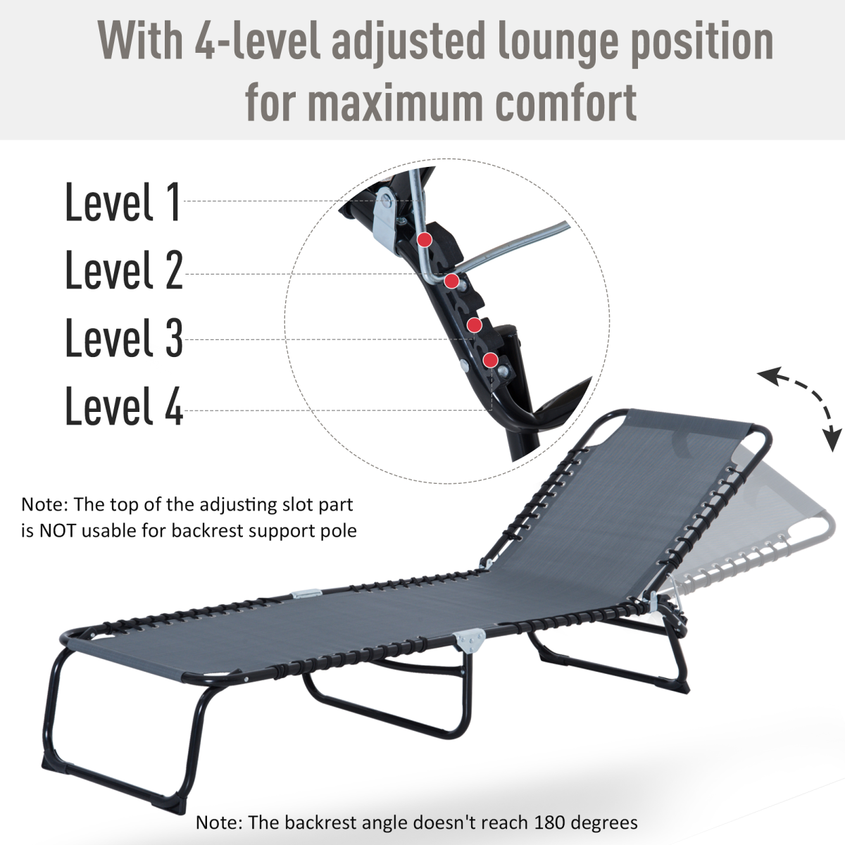 Foldable Sun Lounger Deck Beach Reclining Seat Bed Garden Chair Outsunny