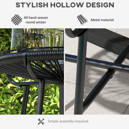 Stylish Rattan Coffee Table with Glass Top for Outdoor Living