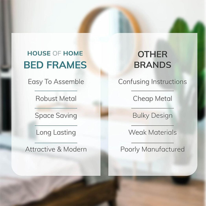 Extra Strong Double Metal Bed Frame In Black - Improved