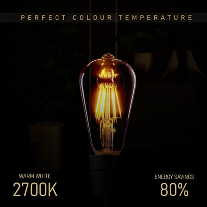 2Pack E27 LED Edison Dimmable Vintage Amber Glass Warm white 2700K Light Bulb