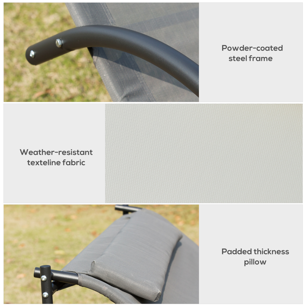Double Hammock Chair Sun Lounger Swing Rock Seat Grey Rocker W/ Pillow Bed