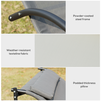 Double Hammock Chair Sun Lounger Swing Rock Seat Grey Rocker W/ Pillow Bed