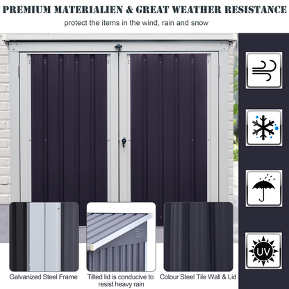 Steel Garden Storage Shed Double Door & Lid Dustbin Rubbish Cover 2 Trash Can
