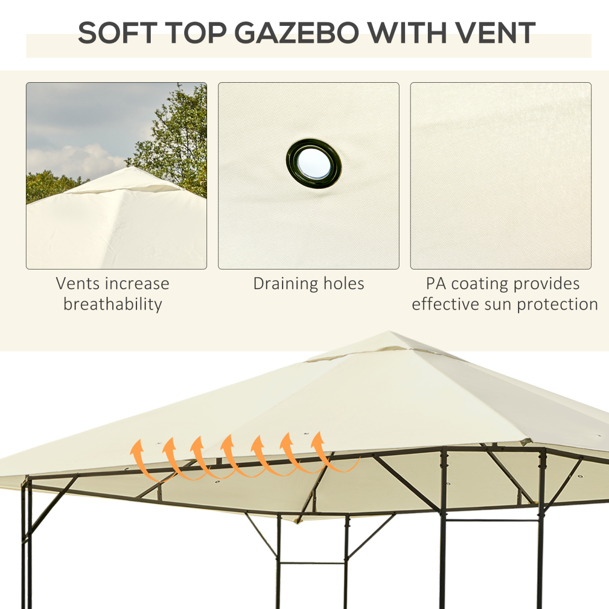 Outdoor Gazebo for Garden Party Tent, Wedding Canopy Pavilion Cream-white