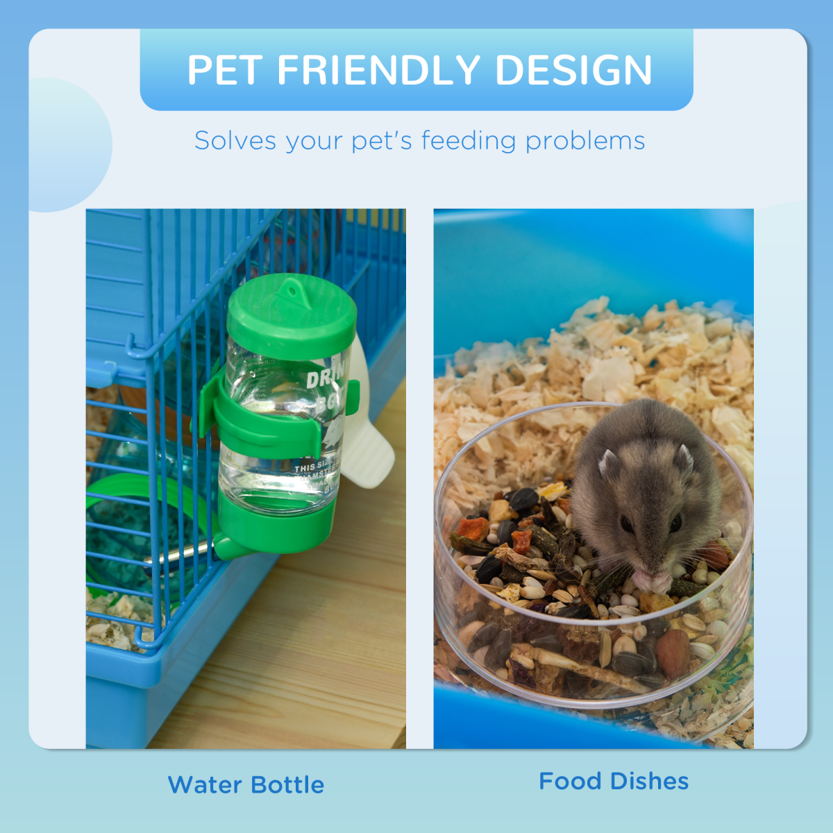 5 Tiers Hamster Cage Animal Travel Carrier Habitat W/ Accessories Pawhut