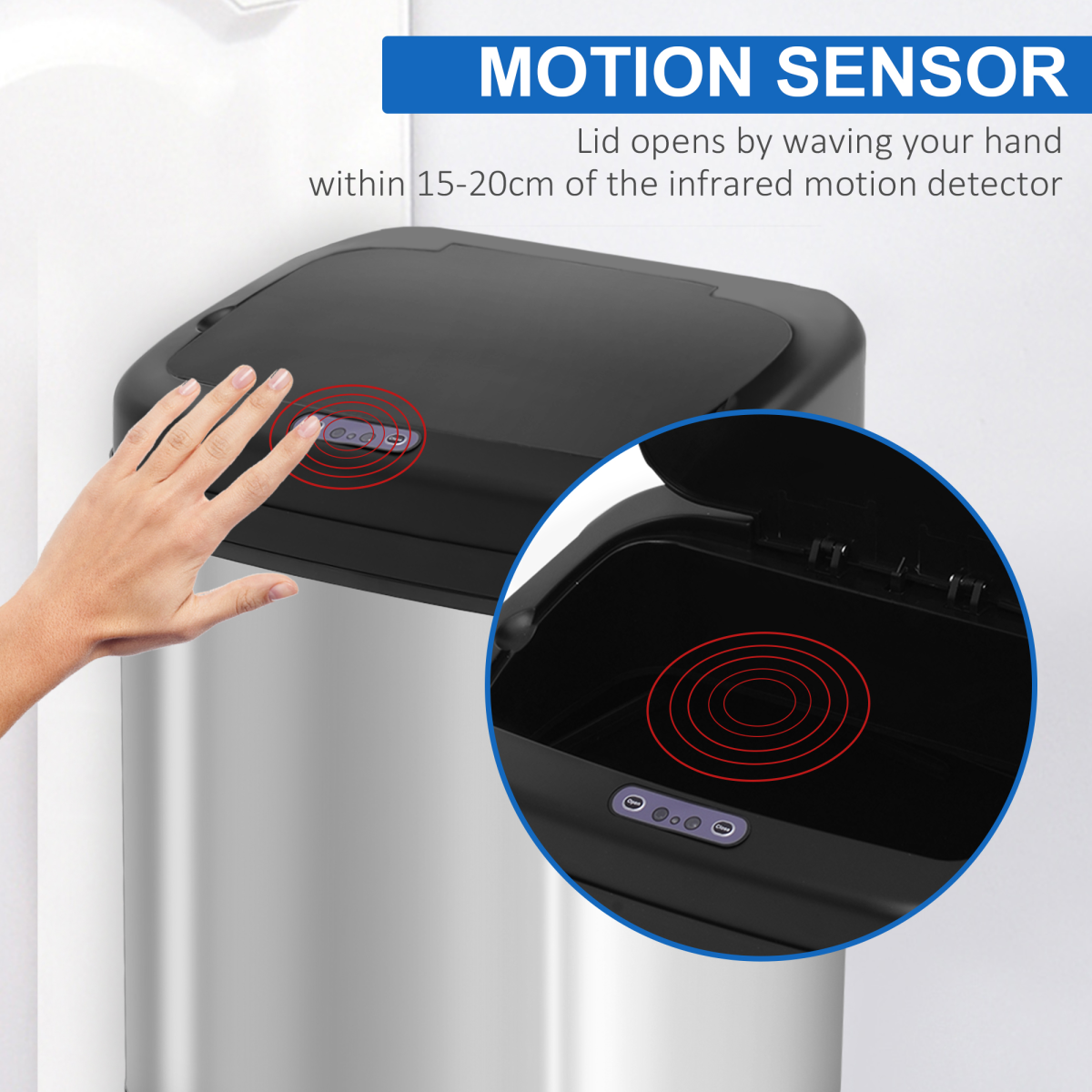 20L Stainless Steel Auto Kitchen Bin Sensor  Bucket in L Size