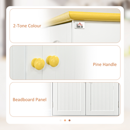 Freestanding Kitchen Cupboard 4-Door Storage Cabinet  4 Shelves, White