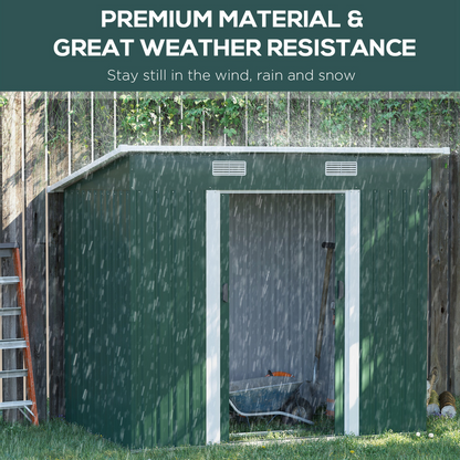 7 x 4ft Outdoor Garden Metal Storage Shed, Green