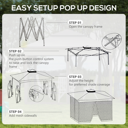 Outsunny Garden Folding Tent Heavy Duty Pop Up Gazebo for Party Cream