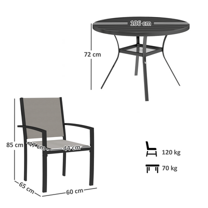 Outsunny 5 Piece Garden Furniture Set with Round Table & 4 Stackable Chairs