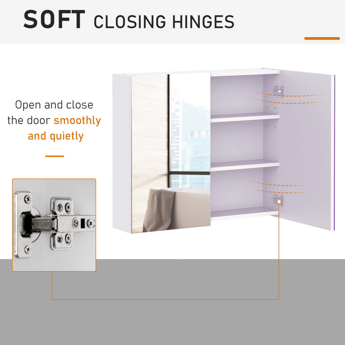 Wall Mounted Bathroom Mirror Storage Cabinet w/ Door Adjustable Shelf HOMCOM