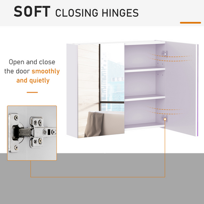 Wall Mounted Bathroom Mirror Storage Cabinet w/ Door Adjustable Shelf HOMCOM