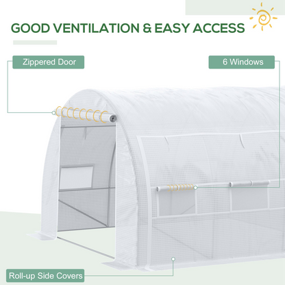 3 x 3 x 2 m Polytunnel Greenhouse Pollytunnel Tent w/ Steel Frame White