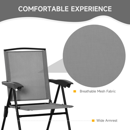 Patio Bistro Set Folding Chairs Garden Coffee Table for Balcony Grey Outsunny