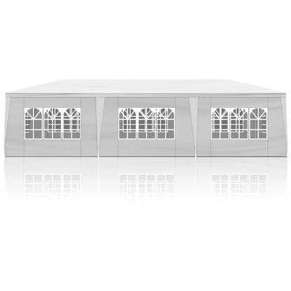 10'x30' Outdoor Party Tent with 8 Removable Sidewalls, Waterproof Canopy Patio Wedding Gazebo, White
