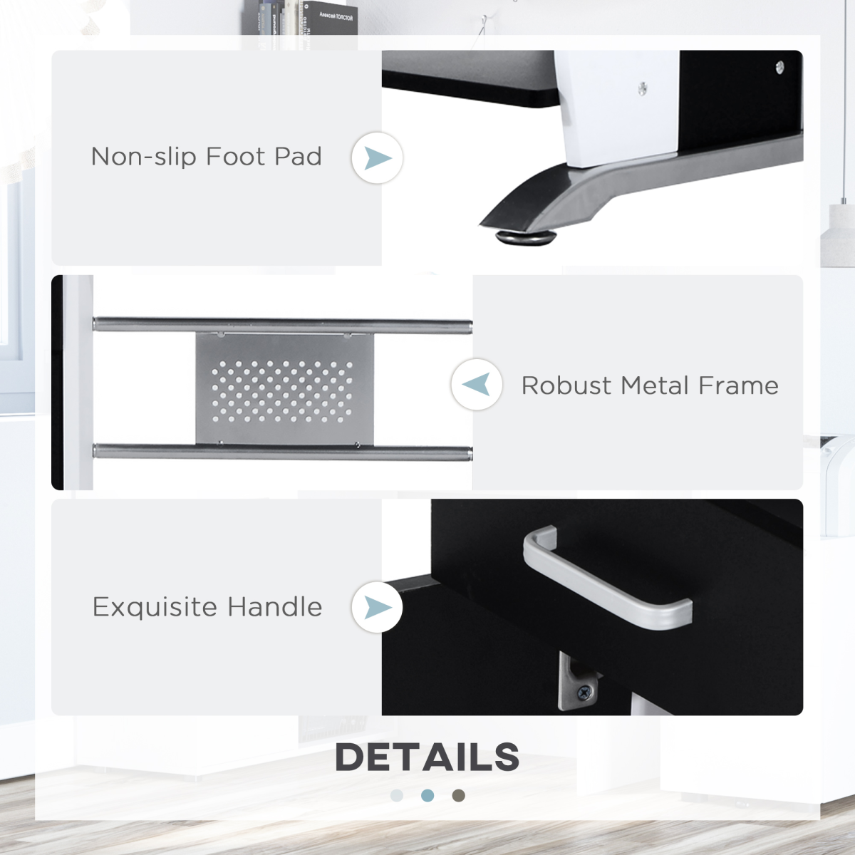 Computer Desk Drawer PC Writing Wooden Workstation Keyboard Black HOMCOM