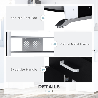 Computer Desk Drawer PC Writing Wooden Workstation Keyboard Black HOMCOM