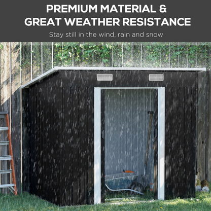 6.8 x 4.3ft Outdoor Garden Storage Shed, Tool Storage Box Black 6.8x4.3ft