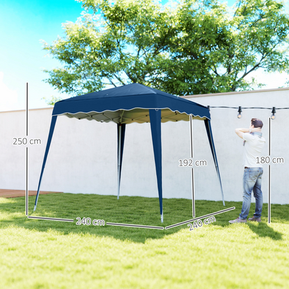 Outsunny Garden Pop up Gazebo Tent Party Water-resistant 2.5 x 2.5M Blue