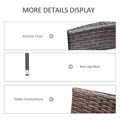 Outsunny 4 PC Outdoor Rattan Armchair Wicker Dining Chair Set for Garden Brown