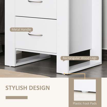 Particle Board 2-Drawer Bedside Table White