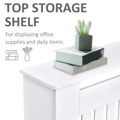 HOMCOM Radiator Cover Painted Slatted MDF Cabinet Lined Grill 152x19x81cm