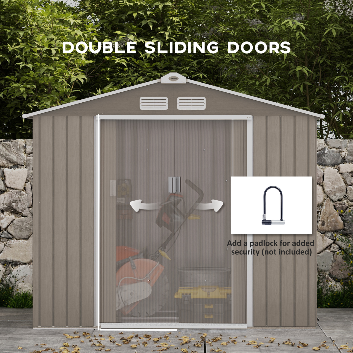 Outsunny Garden Shed with Locking Door, Floor Foundation - Brown