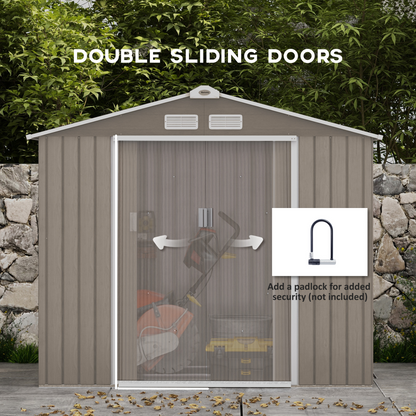 Outsunny Garden Shed with Locking Door, Floor Foundation - Brown