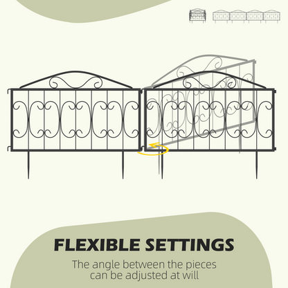 Decorative Garden Fencing 4PCs Metal Border Edging