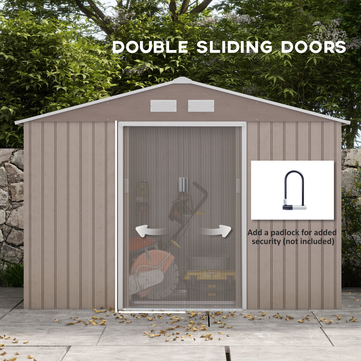 Outsunny Garden Shed with Double Locking Doors, Floor Foundation, Brown