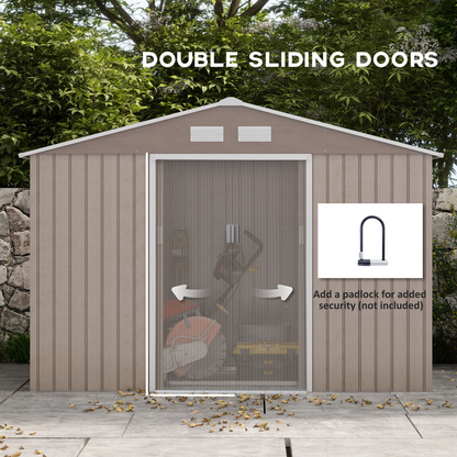 Outsunny Garden Shed with Double Locking Doors, Floor Foundation, Brown