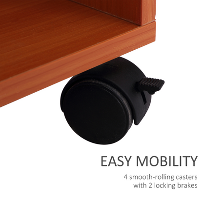 Computer Desk Laptop Writing Table Storage Shelf Workstation Wheels-Cherry Wood