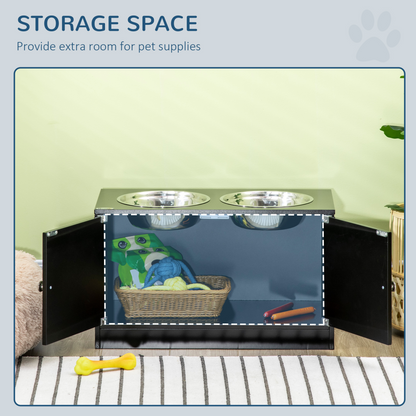Raised Dog Bowls for Large Dogs Feeding Station Stand, Storage -  Pawhut
