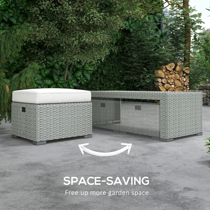 7-Seater Outdoor Garden Rattan Furniture Set w/ Recliners Grey