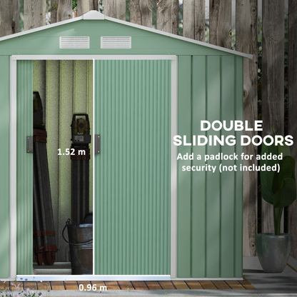 Light Green Garden Shed Storage with Locking Door, Floor Foundation, Air Vent