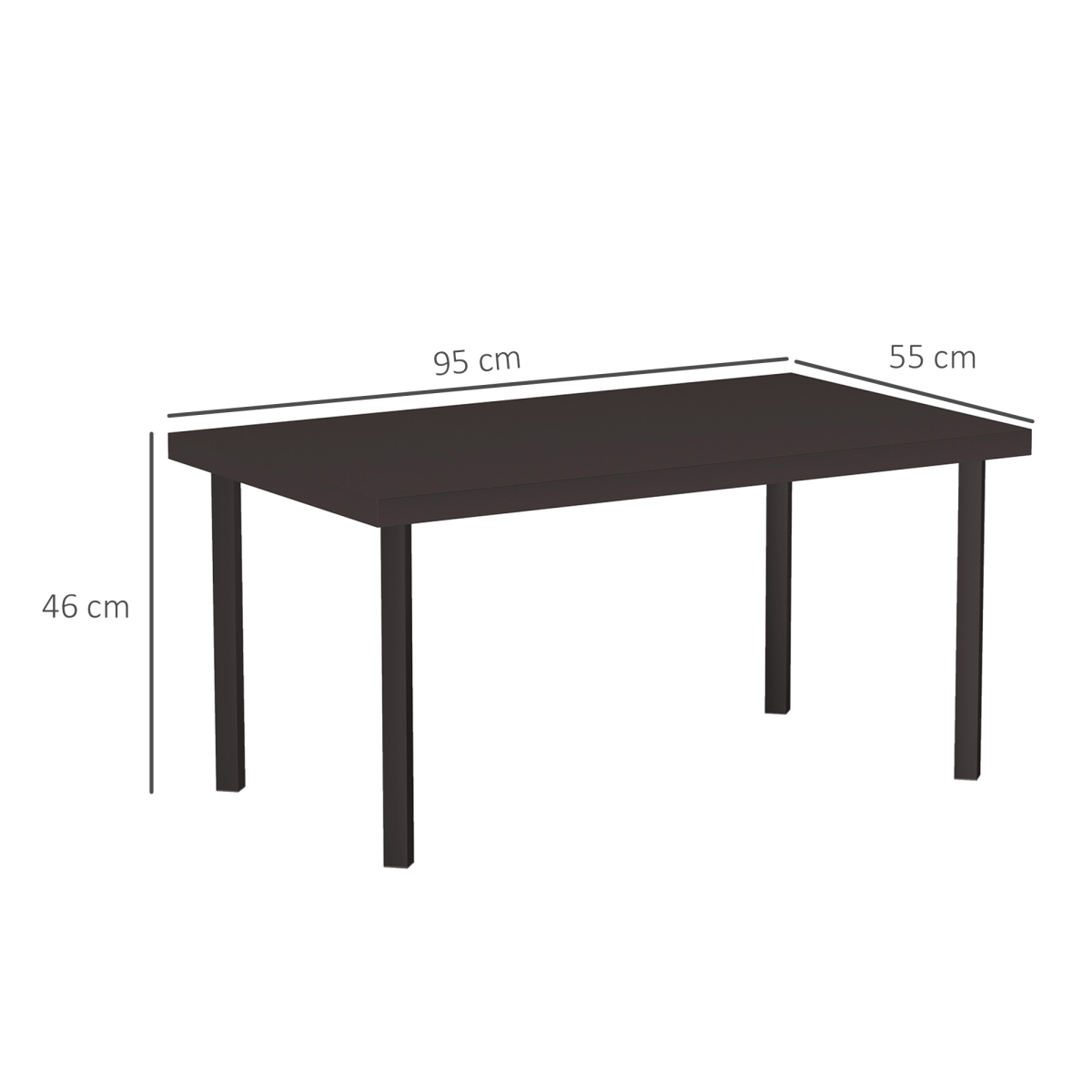 Outsunny Metal Garden Coffee Table with Woodgrain Tabletop, Brown