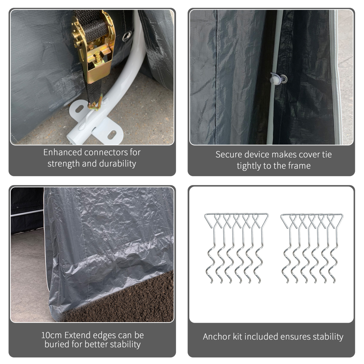 Storage Tent, Heavy Duty Metal Frame 2.8x2.4x2.4m, Dark Grey